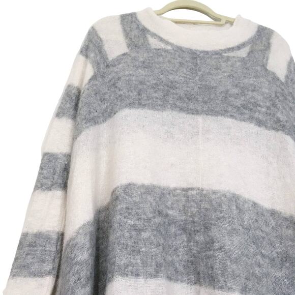 Free People Lafayette Alpaca Mock Neck Poncho XXS Stripe Oversized Long Sweater - Picture 5 of 16